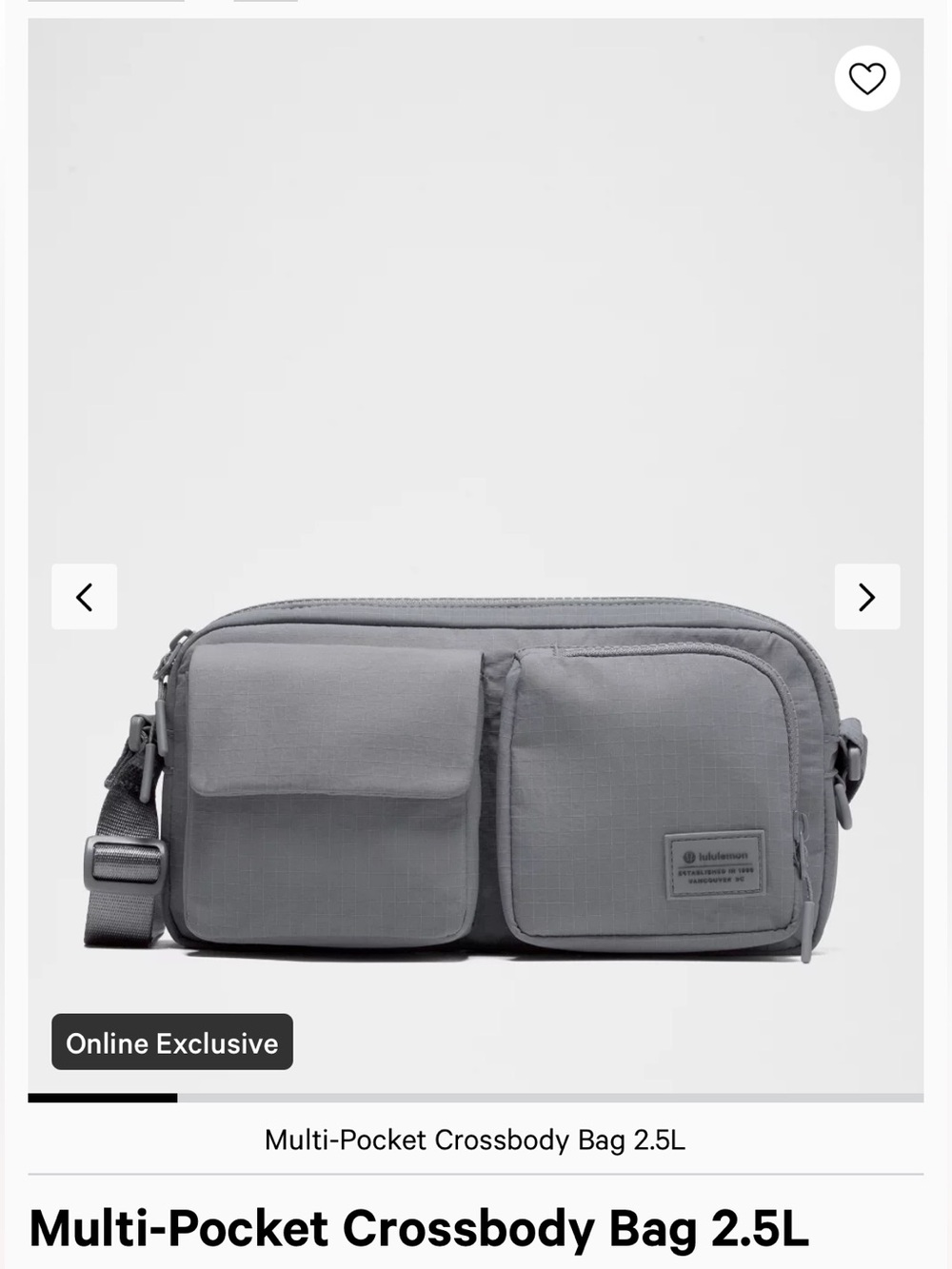 Lululemon Multi-Pocket 2.5L Crossbody Bag - Gray